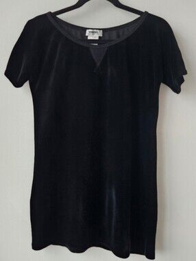 Sonia Rykiel Vintage Black Velour Short Sleeve Crew Sweatshirt